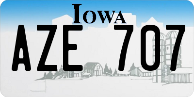 IA license plate AZE707