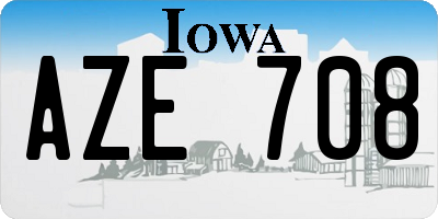 IA license plate AZE708