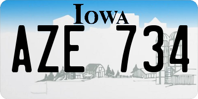 IA license plate AZE734