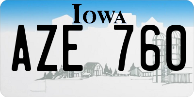 IA license plate AZE760