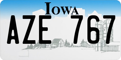 IA license plate AZE767