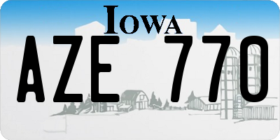 IA license plate AZE770