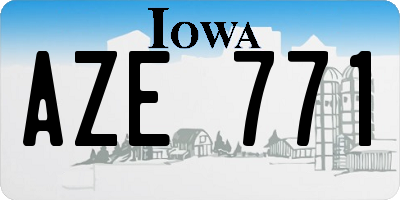 IA license plate AZE771
