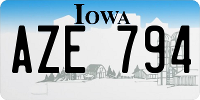 IA license plate AZE794