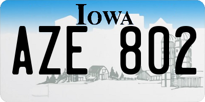 IA license plate AZE802