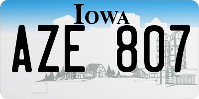 IA license plate AZE807