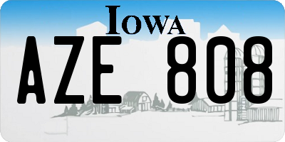 IA license plate AZE808
