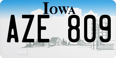 IA license plate AZE809