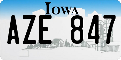IA license plate AZE847