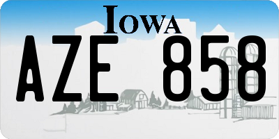 IA license plate AZE858