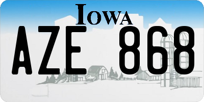 IA license plate AZE868