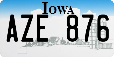IA license plate AZE876