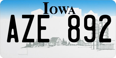 IA license plate AZE892