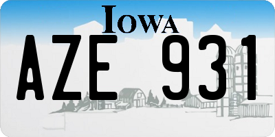 IA license plate AZE931