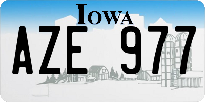 IA license plate AZE977