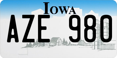 IA license plate AZE980