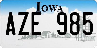 IA license plate AZE985