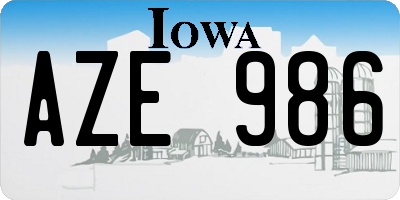 IA license plate AZE986