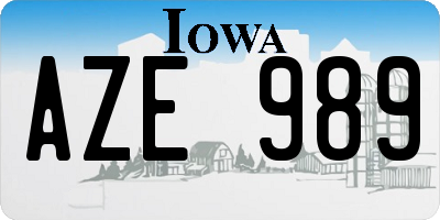 IA license plate AZE989