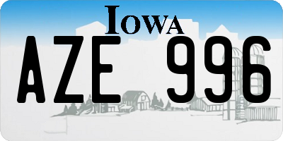 IA license plate AZE996