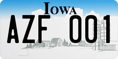 IA license plate AZF001