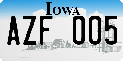 IA license plate AZF005