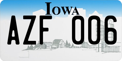 IA license plate AZF006