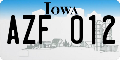 IA license plate AZF012