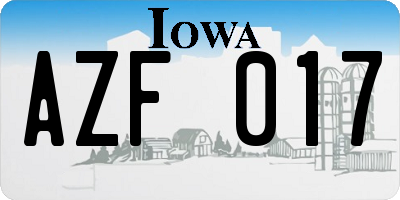 IA license plate AZF017