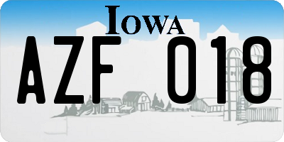 IA license plate AZF018