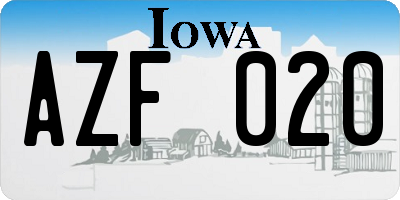 IA license plate AZF020