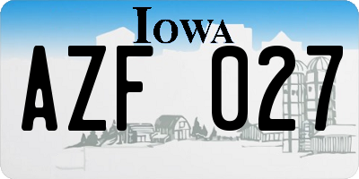 IA license plate AZF027