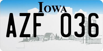 IA license plate AZF036