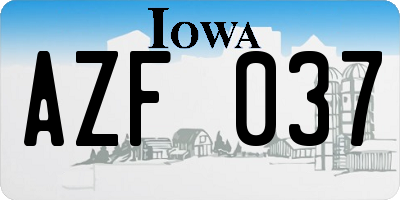 IA license plate AZF037
