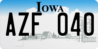 IA license plate AZF040