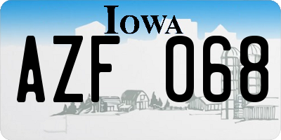 IA license plate AZF068