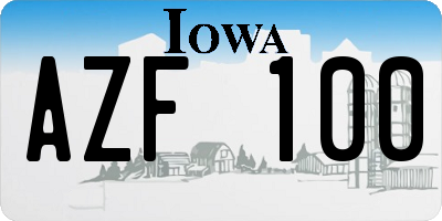 IA license plate AZF100