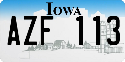 IA license plate AZF113