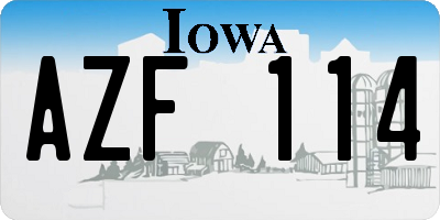 IA license plate AZF114