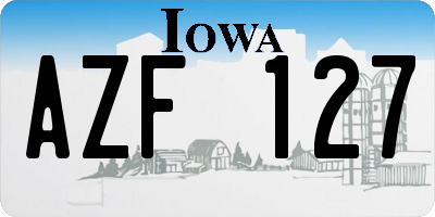IA license plate AZF127