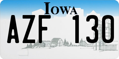 IA license plate AZF130