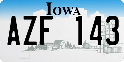 IA license plate AZF143