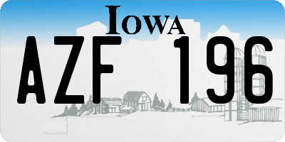 IA license plate AZF196