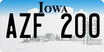 IA license plate AZF200