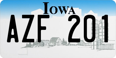 IA license plate AZF201