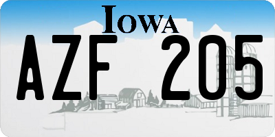 IA license plate AZF205