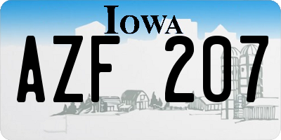 IA license plate AZF207