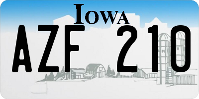 IA license plate AZF210