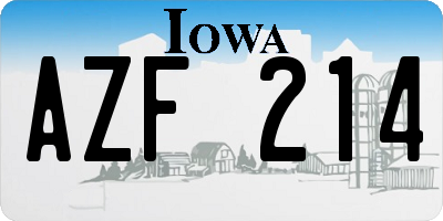 IA license plate AZF214
