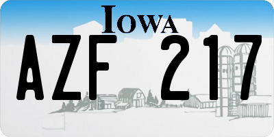 IA license plate AZF217